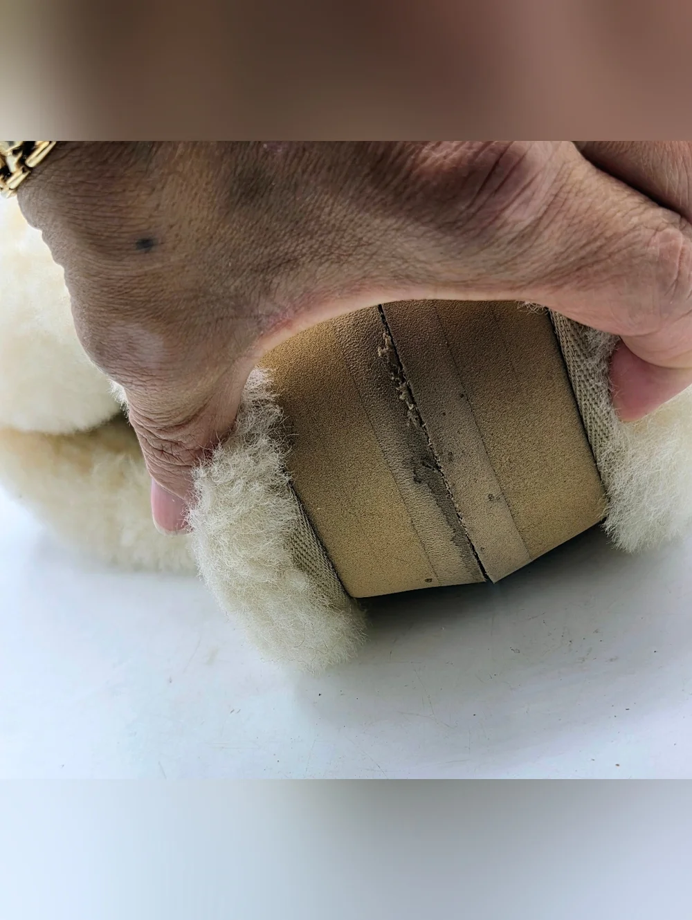 UGG Disquette Platform Suede Fur Slides Sand Size 6 - Picture 8 of 15